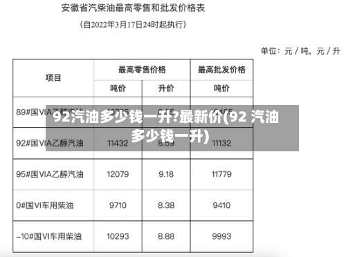 92汽油多少钱一升?最新价(92 汽油多少钱一升)