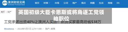 英国初级大臣卡恩斯或将角逐工党领袖职位