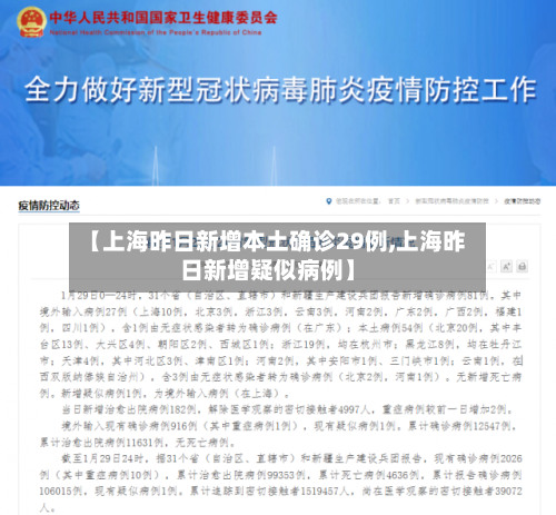 【上海昨日新增本土确诊29例,上海昨日新增疑似病例】