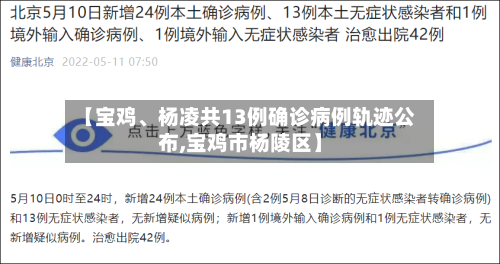 【宝鸡、杨凌共13例确诊病例轨迹公布,宝鸡市杨陵区】
